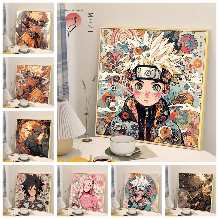 MOZI✨naruto 40*50cm tranh tô màu theo số tranh tô màu số hoá tranh số hóa tranh sơn dầu số sơn acrylic Sơn kỹ thuật số Tranh tô màu theo số Tranh Sơn Dầu Acrylic Hình Hoạt Hình Naruto