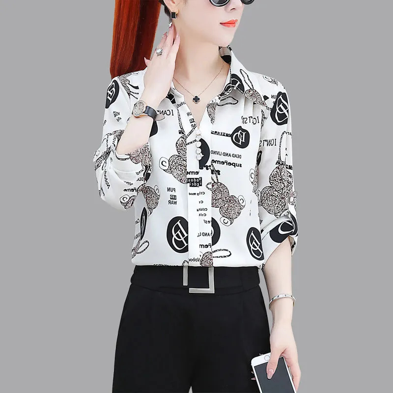 Áo Sơ Mi Voan Tay Ngắn Phồng In Hoa Thời Trang Dành Cho Nữ
