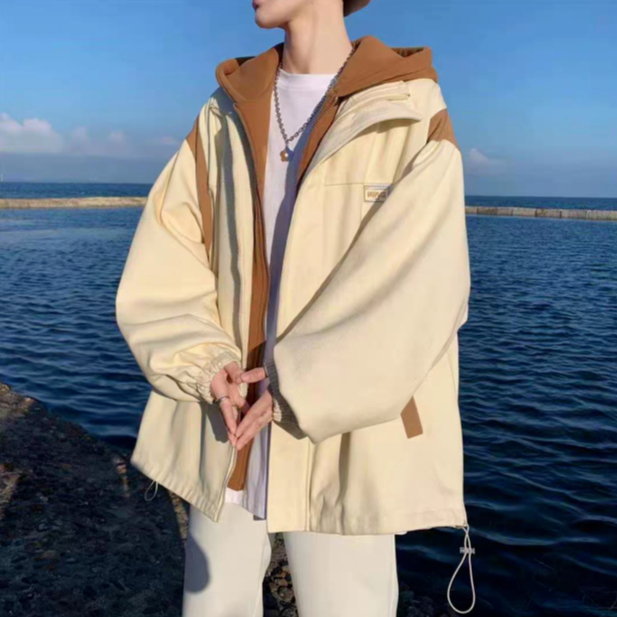 Áo Khoác Tay Dài Màu Trơn Dáng Rộng Phối Hai Khóa Kéo Thời Trang Hàn Quốc Cá Tính Cho Nam áo hoodie unisex form rộng
