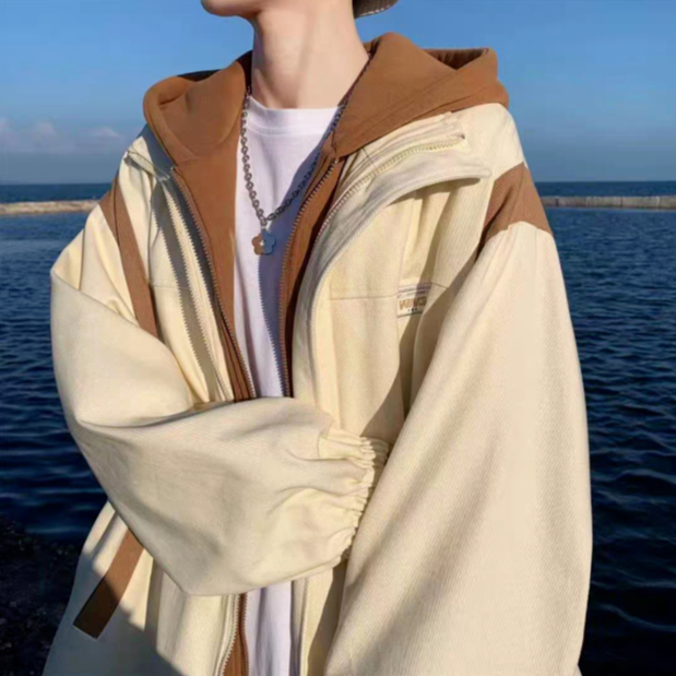 Áo Khoác Tay Dài Màu Trơn Dáng Rộng Phối Hai Khóa Kéo Thời Trang Hàn Quốc Cá Tính Cho Nam áo hoodie unisex form rộng