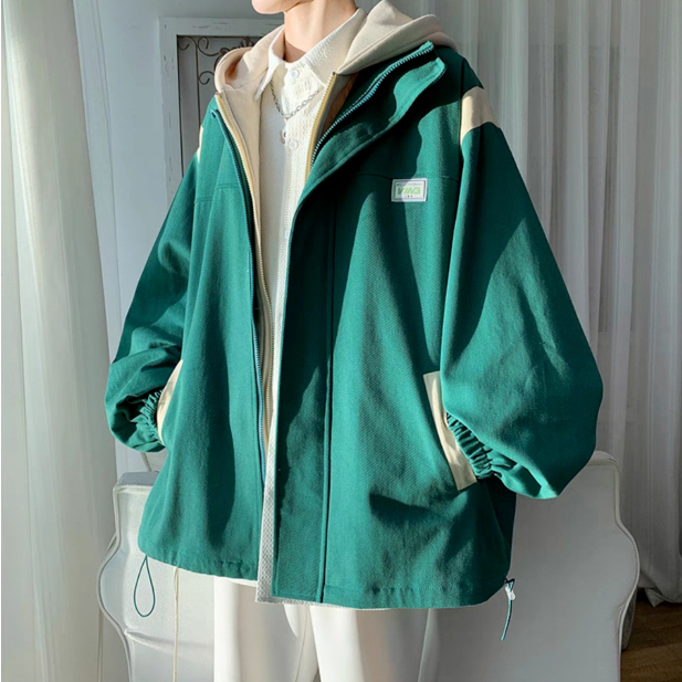 Áo Khoác Tay Dài Màu Trơn Dáng Rộng Phối Hai Khóa Kéo Thời Trang Hàn Quốc Cá Tính Cho Nam áo hoodie unisex form rộng