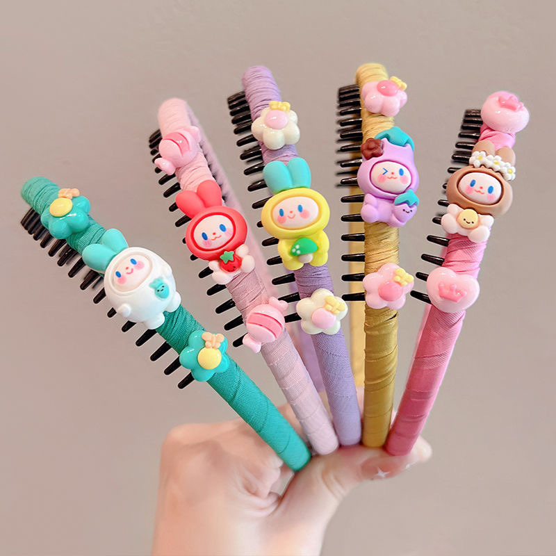 Băng Đô Cài Tóc Chống Trượt Có Răng Cưa Họa Tiết Hoạt Hình Cho Bé Gái