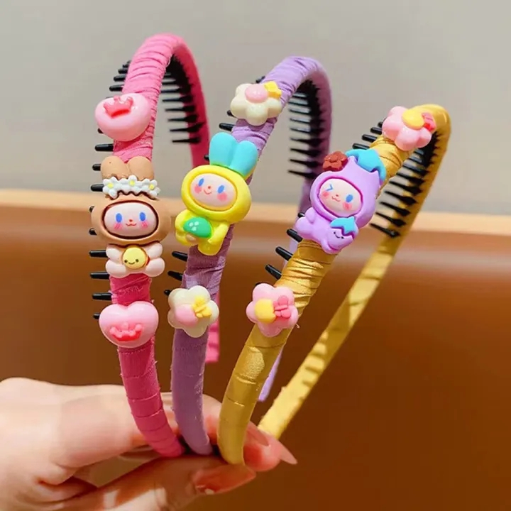 Băng Đô Cài Tóc Chống Trượt Có Răng Cưa Họa Tiết Hoạt Hình Cho Bé Gái