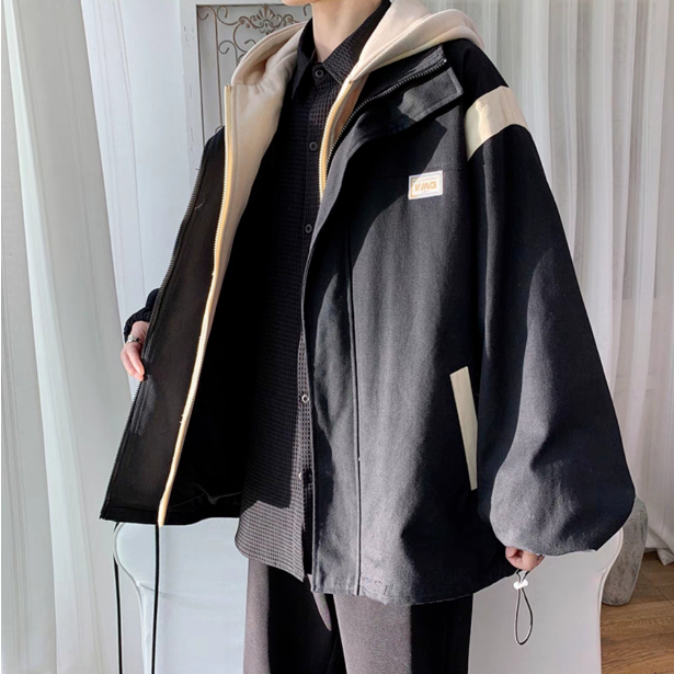 Áo Khoác Tay Dài Màu Trơn Dáng Rộng Phối Hai Khóa Kéo Thời Trang Hàn Quốc Cá Tính Cho Nam áo hoodie unisex form rộng