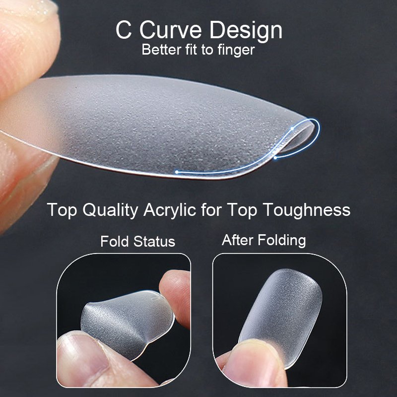 Bộ 240 Móng Tay Giả Mềm Mại Bằng Acrylic Mờ Và Nhựa Acrylic