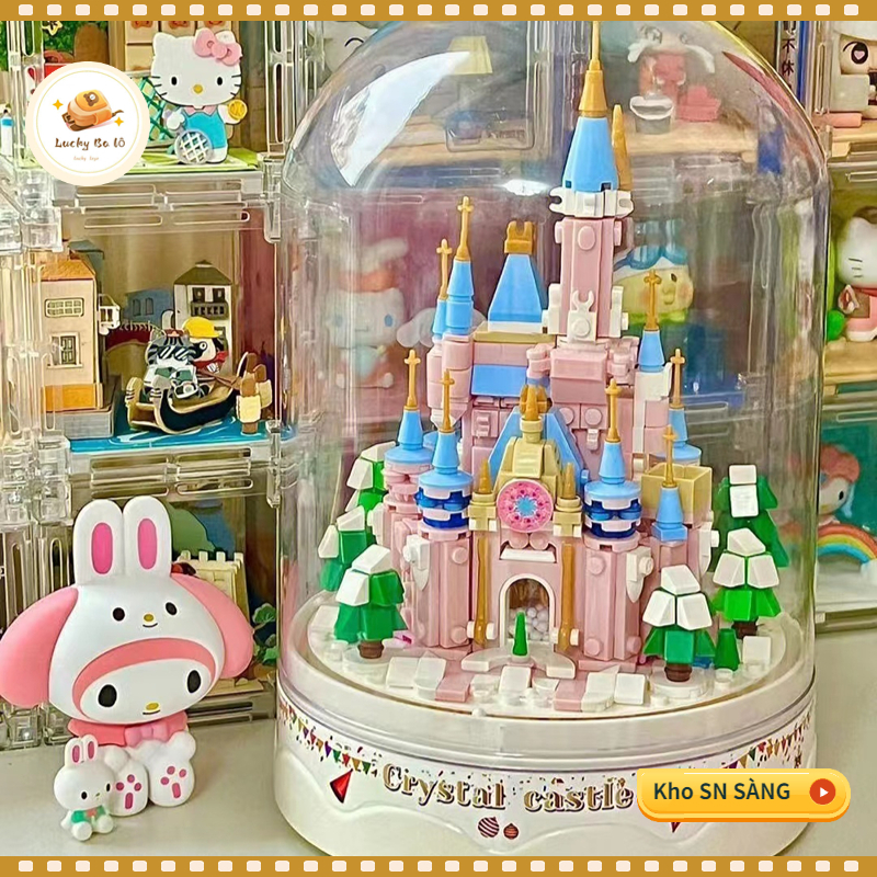 💗Hàng SN SÀNG 100%💗Hộp bát âm Hộp Nhạc Lego Hình Lâu Đài Màu Hồng Chất Lượng Cao Phù Hợp Làm Quà Sinh Nhật diy