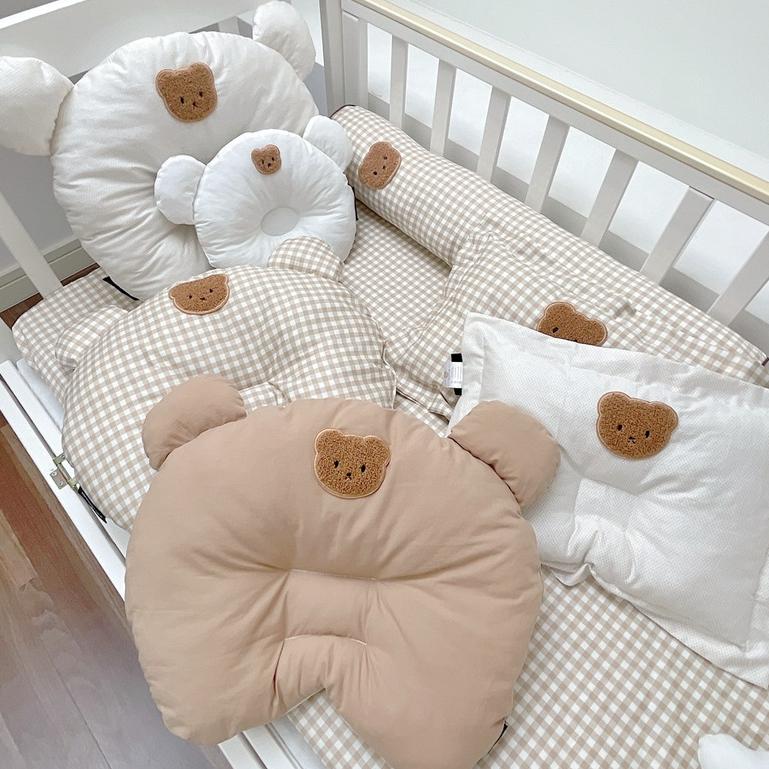 Gối Ngủ Cotton Dệt Kim Hình Gấu Dễ Thương Cho Bé 0-1 - 2 Tuổi