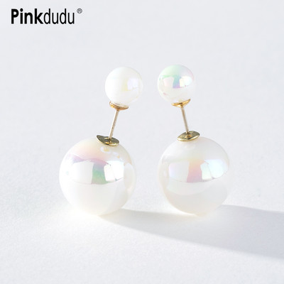Khuyên tai PINKDUDU PD1379 mạ bạc 925 đính ngọc trai nhân tạo thời trang dành cho nữ