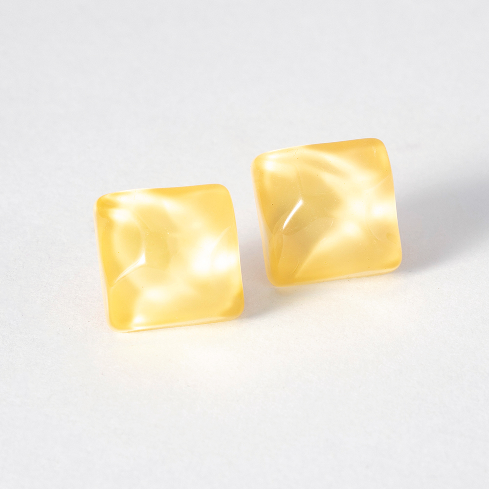 Pinkdudu Khuyên Tai Đinh Tán Hình Vuông Bằng Hợp Kim Resin Màu Xanh Lam Băng Gợn Sóng Nước Thời Trang Đơn Giản Đa Năng Làm Quà Tặng Trang