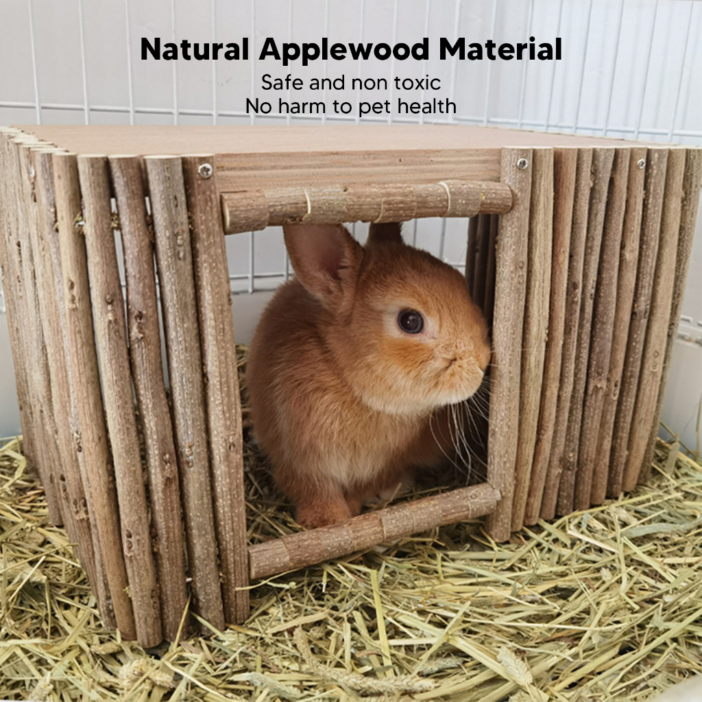 PHIPHI Có hàng sẵn Bằng Gỗ Nhỏ Nơi Trú Ẩn Thú Cưng Hàng Rào Thoáng Khí Hamster Với Nền Tảng Cho Thỏ Chinchilla Chuột Lang