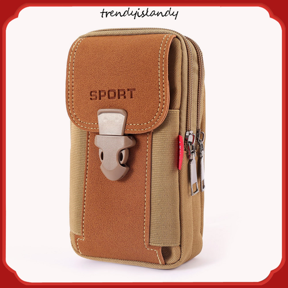 Túi Đeo Hông Đựng Điện Thoại Bằng Vải Canvas Có Khóa Kéo Phong Cách Thể Thao Thời Trang Cho Nam