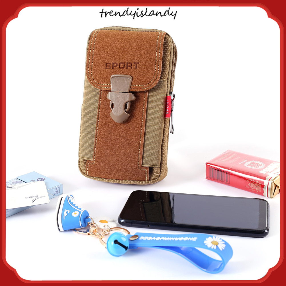 Túi Đeo Hông Đựng Điện Thoại Bằng Vải Canvas Có Khóa Kéo Phong Cách Thể Thao Thời Trang Cho Nam