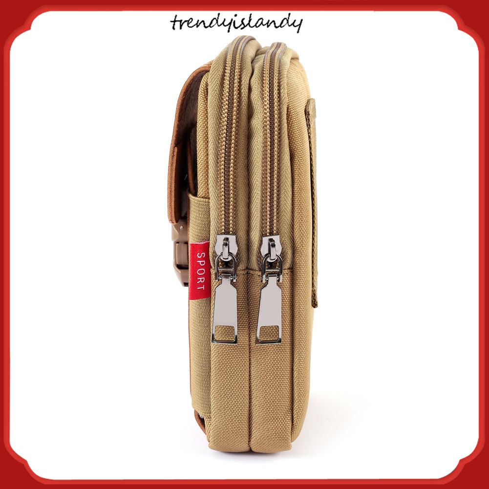 Túi Đeo Hông Đựng Điện Thoại Bằng Vải Canvas Có Khóa Kéo Phong Cách Thể Thao Thời Trang Cho Nam