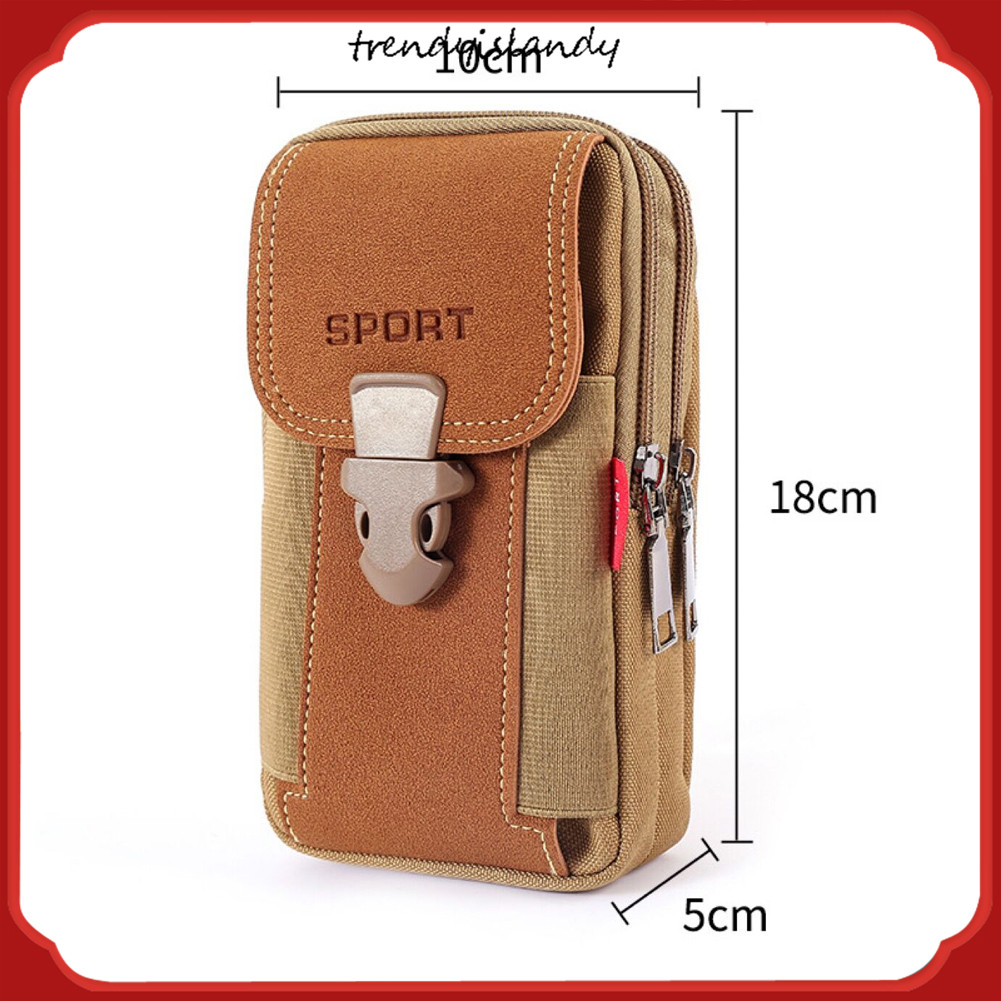 Túi Đeo Hông Đựng Điện Thoại Bằng Vải Canvas Có Khóa Kéo Phong Cách Thể Thao Thời Trang Cho Nam