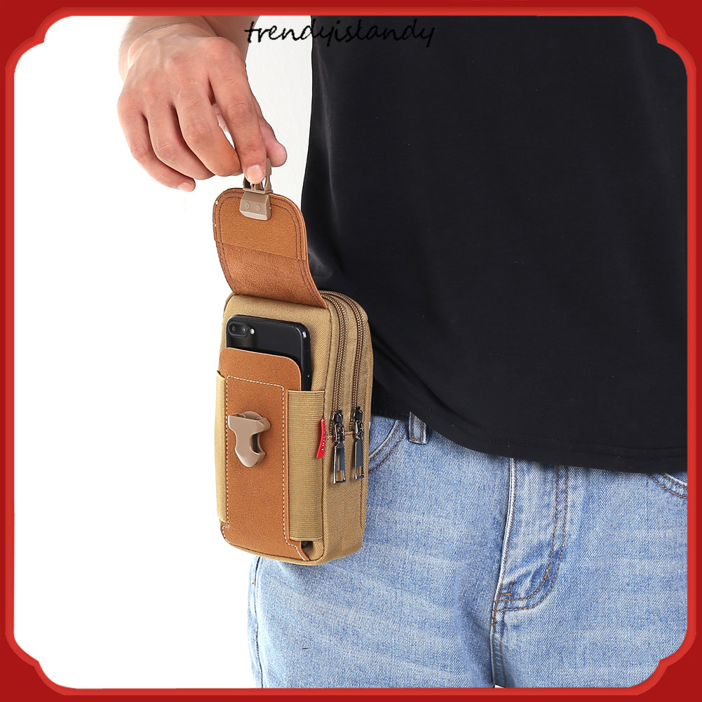 Túi Đeo Hông Đựng Điện Thoại Bằng Vải Canvas Có Khóa Kéo Phong Cách Thể Thao Thời Trang Cho Nam