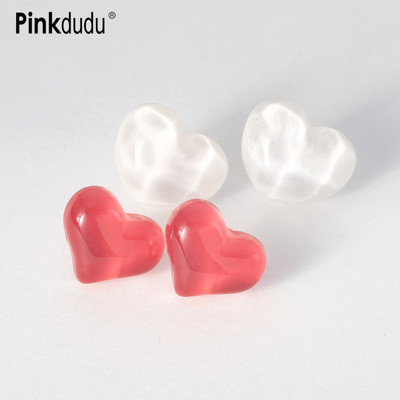 Bông Tai Xỏ Hình Trái Tim Bằng Nhựa Resin Màu Hồng Thời Trang Mùa Hè Xinh Xắn Cho Nữ PD1264