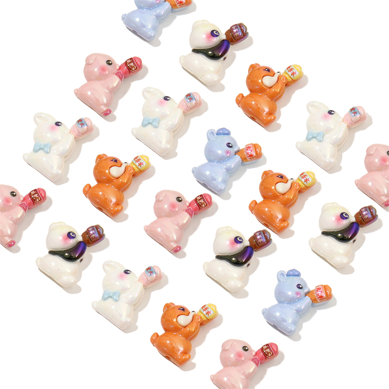 Set 2 Móc Khóa Hình Thỏ / Gấu Trúc / Cáo Bằng Resin DIY