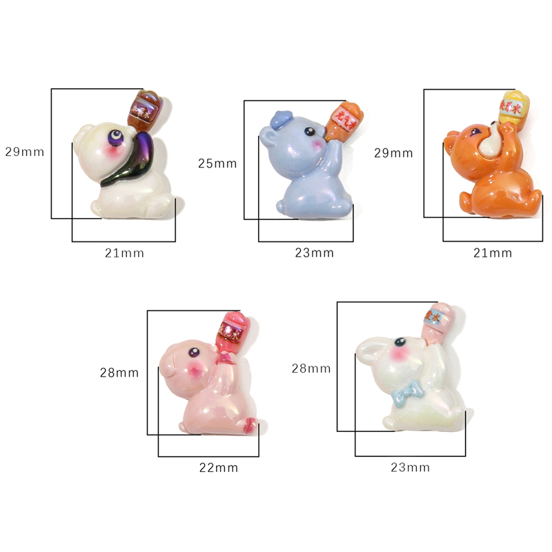 Set 2 Móc Khóa Hình Thỏ / Gấu Trúc / Cáo Bằng Resin DIY