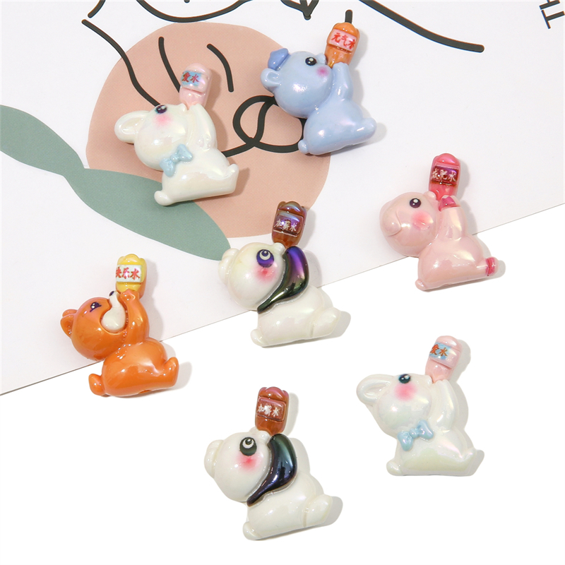 Set 2 Móc Khóa Hình Thỏ / Gấu Trúc / Cáo Bằng Resin DIY