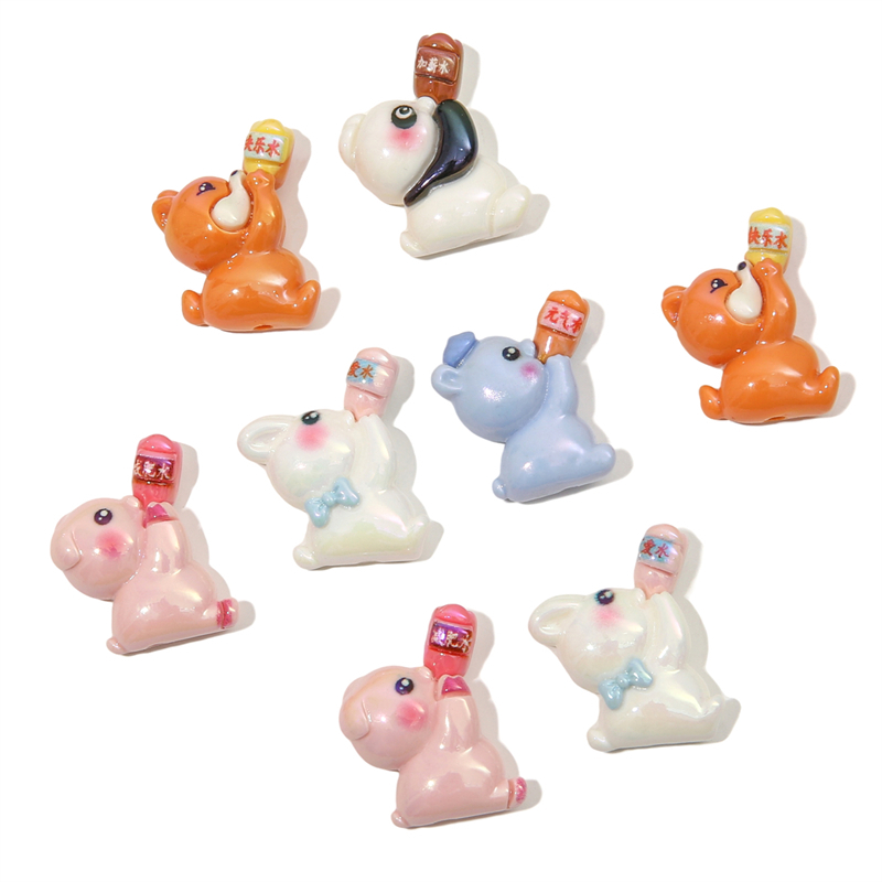 Set 2 Móc Khóa Hình Thỏ / Gấu Trúc / Cáo Bằng Resin DIY