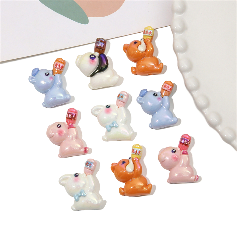 Set 2 Móc Khóa Hình Thỏ / Gấu Trúc / Cáo Bằng Resin DIY