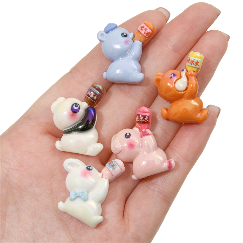 Set 2 Móc Khóa Hình Thỏ / Gấu Trúc / Cáo Bằng Resin DIY