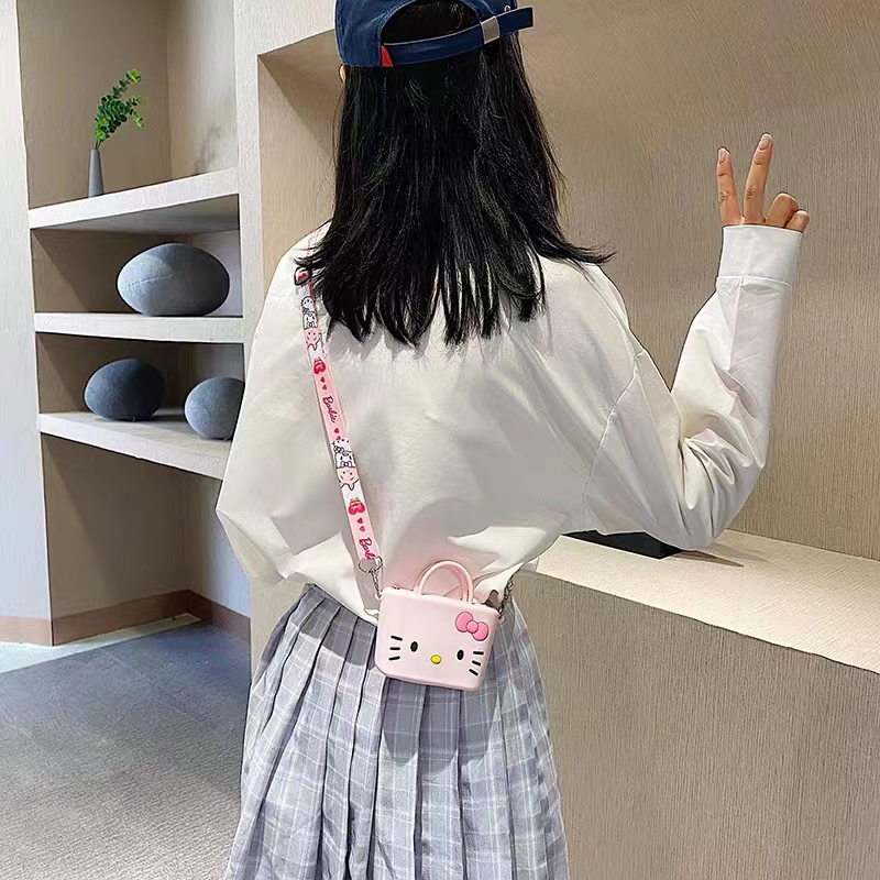 Túi Đeo Chéo Vai Bằng Silicon Hình Vịt Hello Kitty Phong Cách Hàn Quốc Dễ Thương Cho Trẻ Em