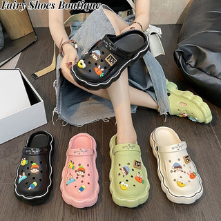 ZHUXIA Dép Đế Dày Tăng Chiều Cao 3-5CM Họa Tiết Hoạt Hình Phong Cách Hàn Quốc Cho Nữ