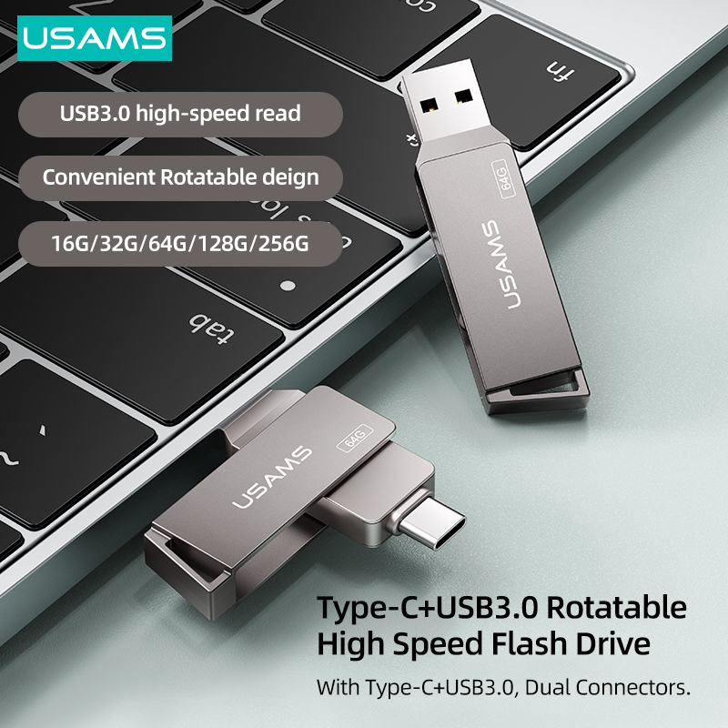 Usams Ổ Đĩa USB 2 Trong 1 Tốc Độ Cao 16G 32GB 64GB 128GB 256G Cho Điện Thoại / Máy Tính Bảng / Laptop