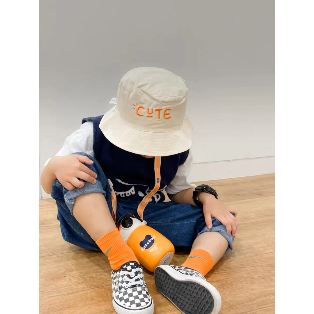 Mũ Tai Bèo Cotton Hai Mặt In Chữ Dễ Thương Cho Bé 0-10 Tuổi