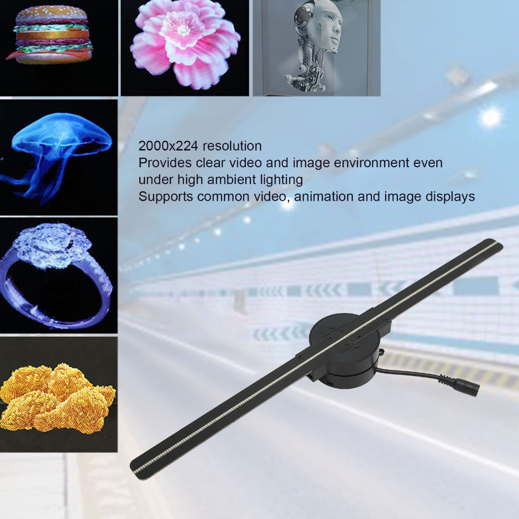 Quạt LED Quảng Cáo 3D Hologram WIFI 16.5in 2000x224 với 224 hạt đèn LED cho Thu Hút Khách đẹp mắt 100‑240V