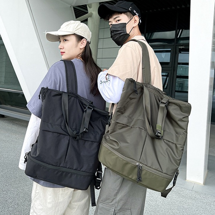 Balo Nylon Sức Chứa Lớn Màu Trơn Chống Nước Thời Trang Cho Nam Và Nữ