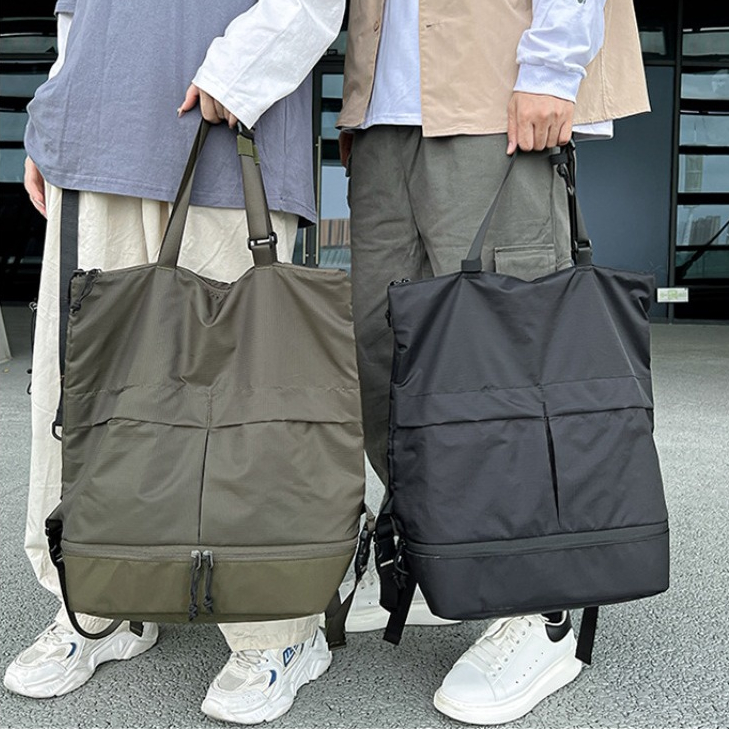 Balo Nylon Sức Chứa Lớn Màu Trơn Chống Nước Thời Trang Cho Nam Và Nữ