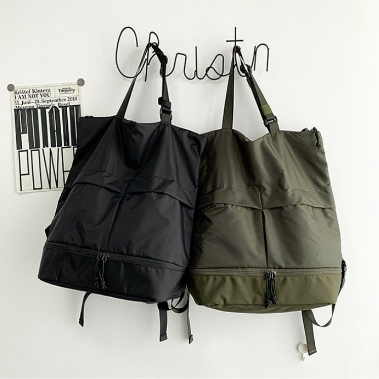 Balo Nylon Sức Chứa Lớn Màu Trơn Chống Nước Thời Trang Cho Nam Và Nữ