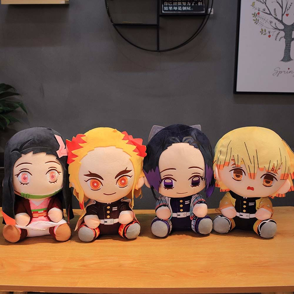 20cm Demon Slayer Plush Toys Kawaii Kamado Tanjirou Agatsuma Zenitsu Kamado Nezuko Stuffed Dolls Lovely Pillow