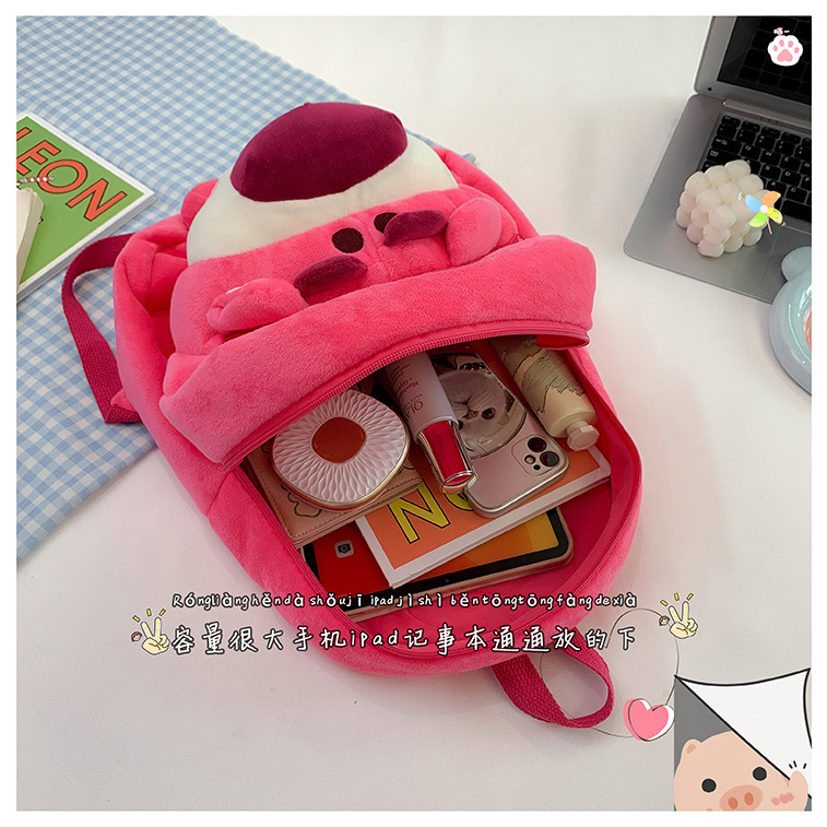 Ba Lô Đi Học Hình Gấu Dâu Tây Nhồi Bông Dễ Thương Phong Cách Hàn Quốc Nhật Bản Cho Nữ Sinh Trung Học