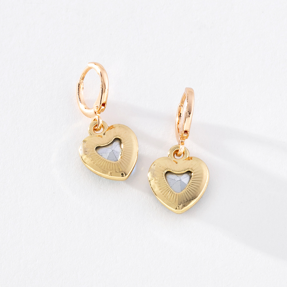 Bông Tai Dạng Vòng Hình Trái Tim Đính Đá Zircon Nhiều Màu Sắc Dễ Thương Bằng Hợp Kim Thời Trang Cho Nữ PD1357