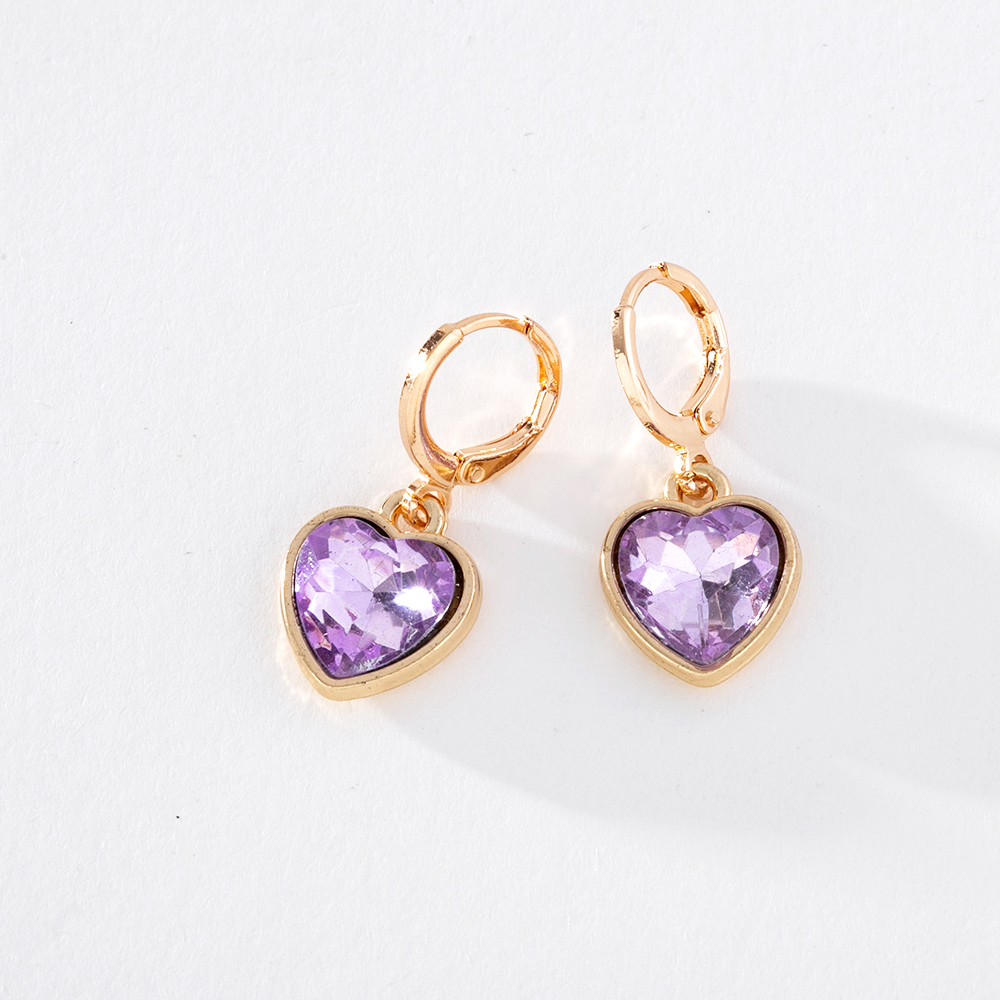 Bông Tai Dạng Vòng Hình Trái Tim Đính Đá Zircon Nhiều Màu Sắc Dễ Thương Bằng Hợp Kim Thời Trang Cho Nữ PD1357