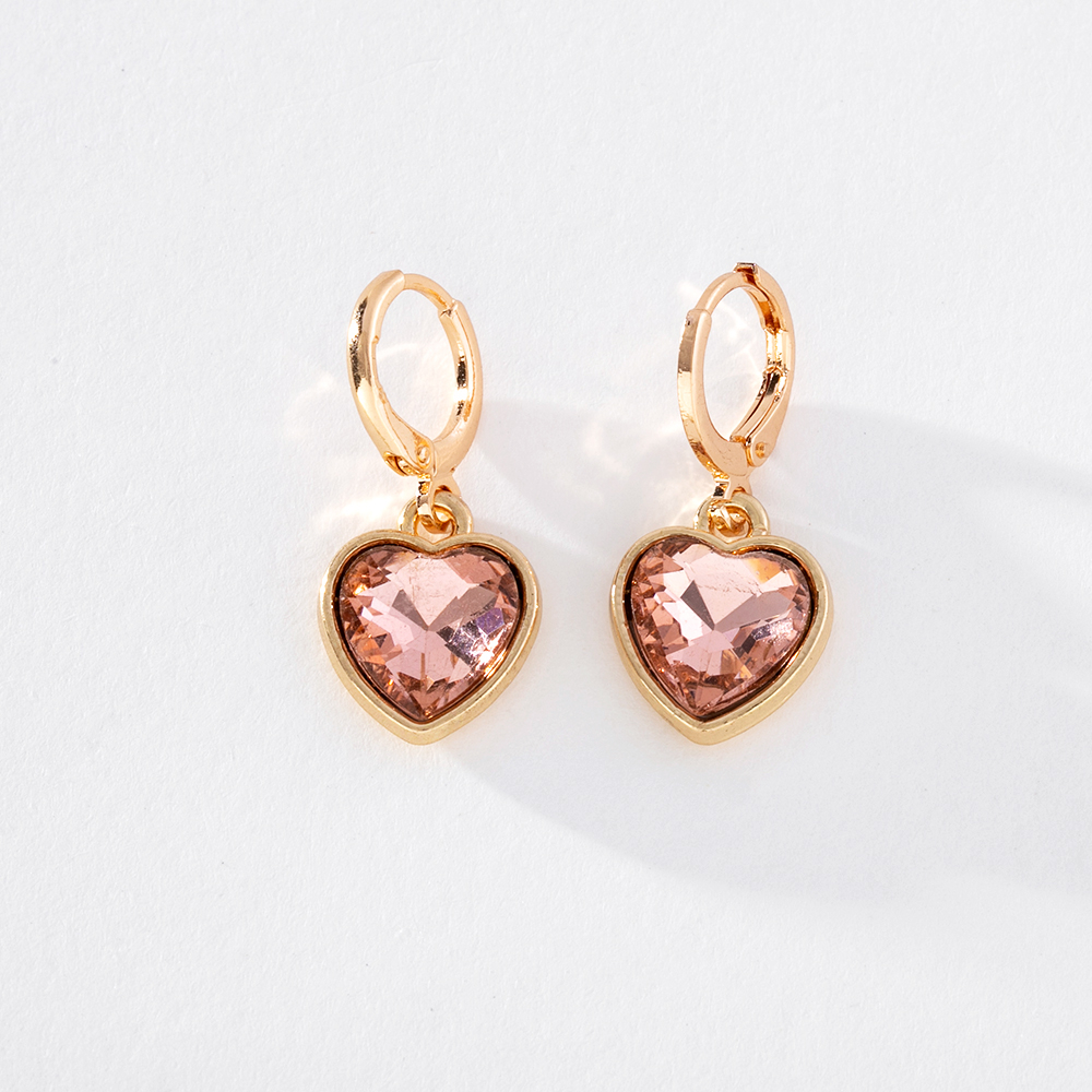 Bông Tai Dạng Vòng Hình Trái Tim Đính Đá Zircon Nhiều Màu Sắc Dễ Thương Bằng Hợp Kim Thời Trang Cho Nữ PD1357