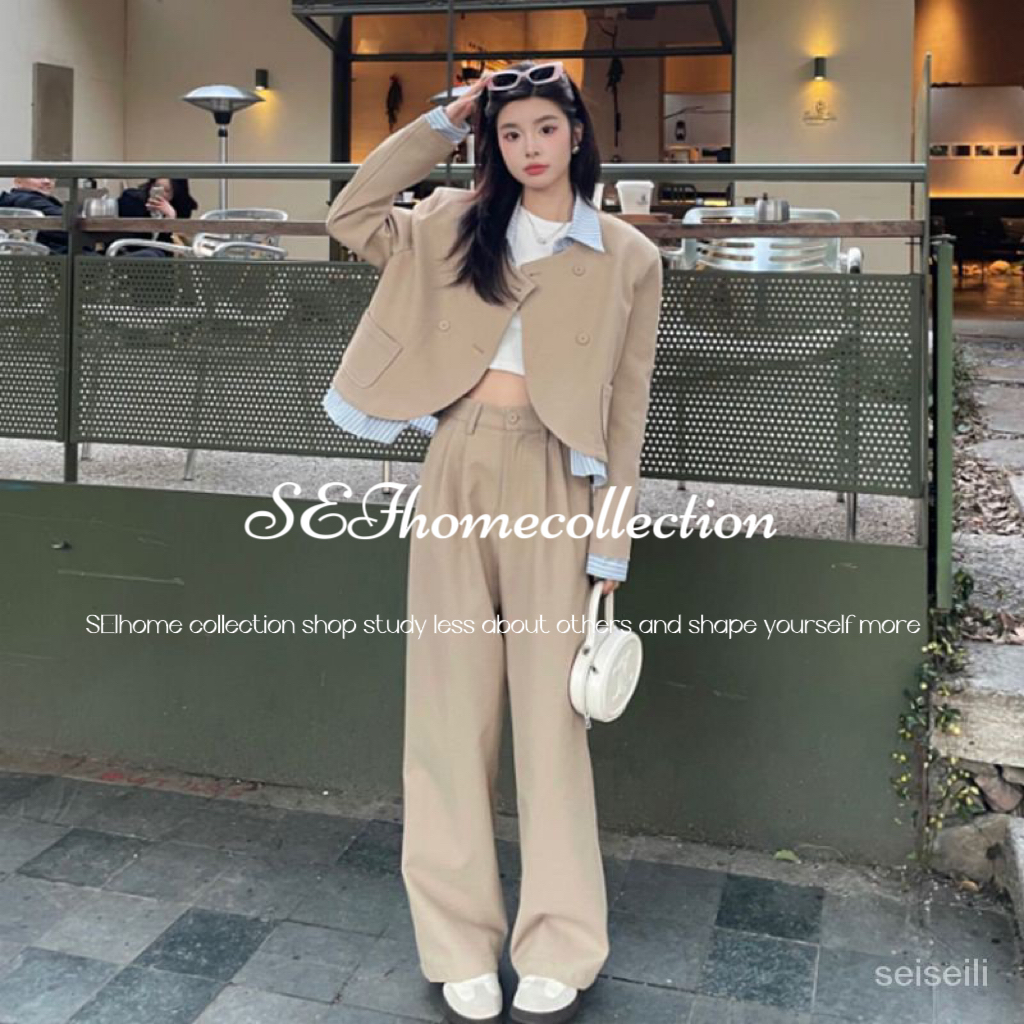 Spring new fake two-piece slimming slimming slimming suit women's fashionable all-match pants two-piece set