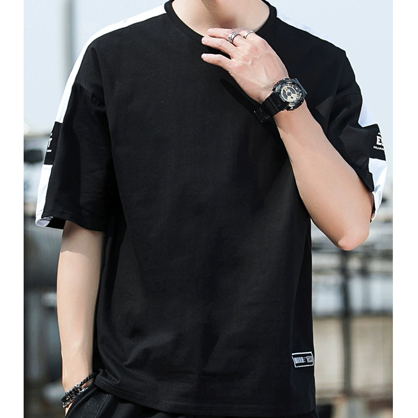 Áo Phông Nam Form Rộng Tay Lỡ Cổ Tròn Cotton Cao Cấp Vai Co Dãnform Rộng Trắng Phông Hình T-shirt 100% Cotton Tay Ngắn Dáng Rộng HZFMC0143