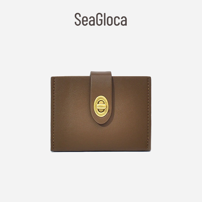 Ví Nữ Ngắn Nhiều Ngăn Đựng Thẻ Màu Trơn Đơn Giản Phong Cách Hàn Quốc