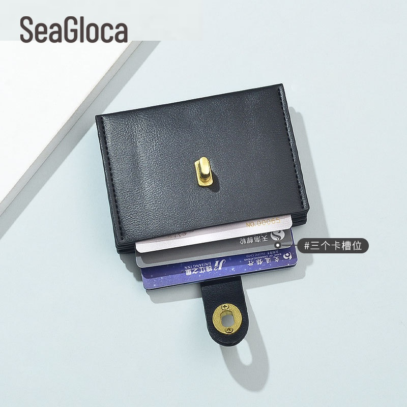 Ví Nữ Ngắn Nhiều Ngăn Đựng Thẻ Màu Trơn Đơn Giản Phong Cách Hàn Quốc