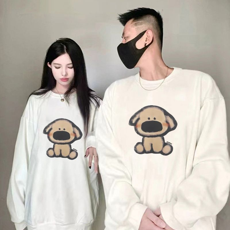 Áo nỉ IHKKE 100% cotton cổ tròn thời trang Hàn Quốc cho cặp đôi