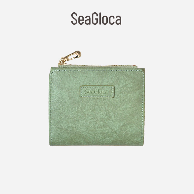 Ví Da PU Ngắn Dạng Gập Màu Trơn Phong Cách Hàn Quốc Cho Nữ