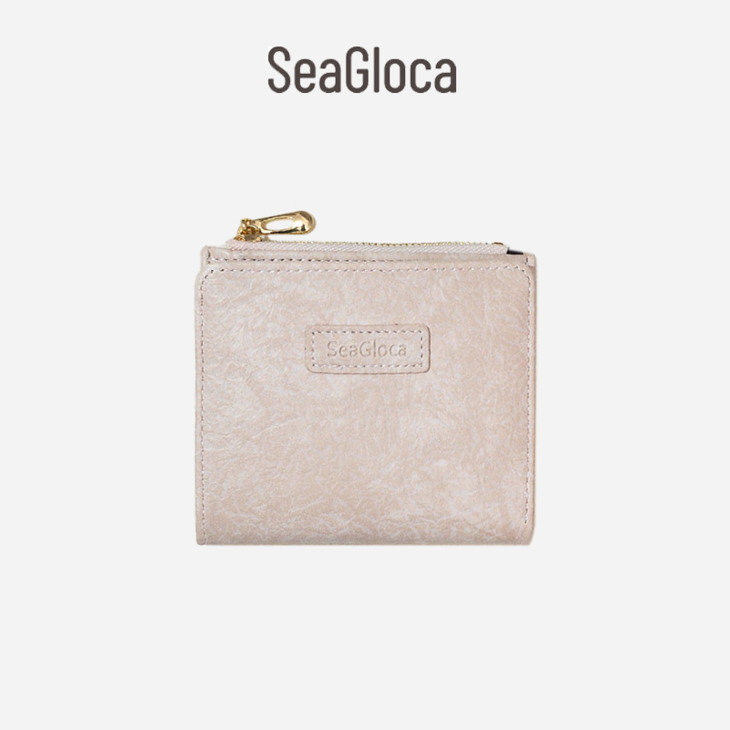 Ví Da PU Ngắn Dạng Gập Màu Trơn Phong Cách Hàn Quốc Cho Nữ