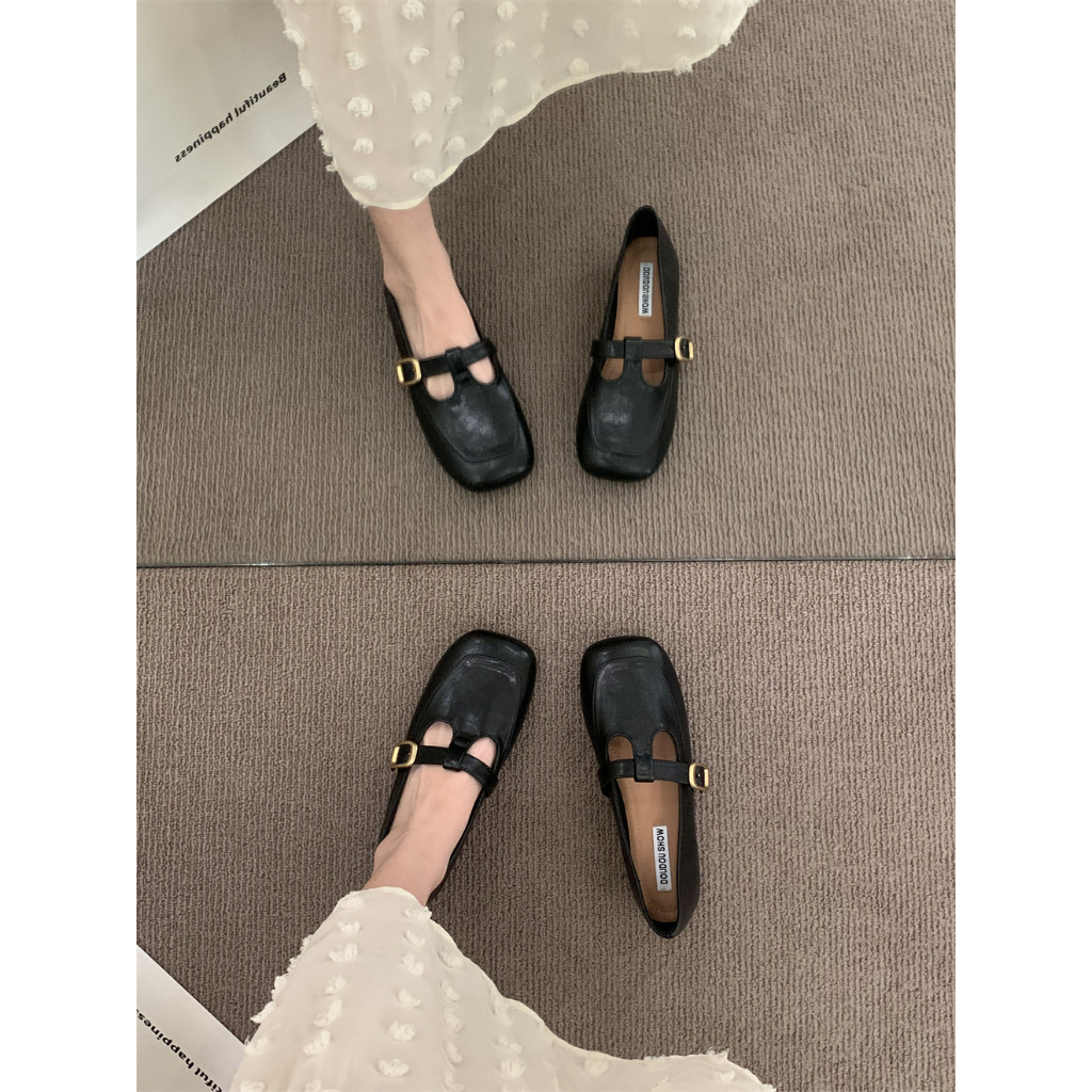 Giày Lười Da Đế Mềm Phong Cách Retro Pháp Thời Trang Mùa Hè Cho Nữ