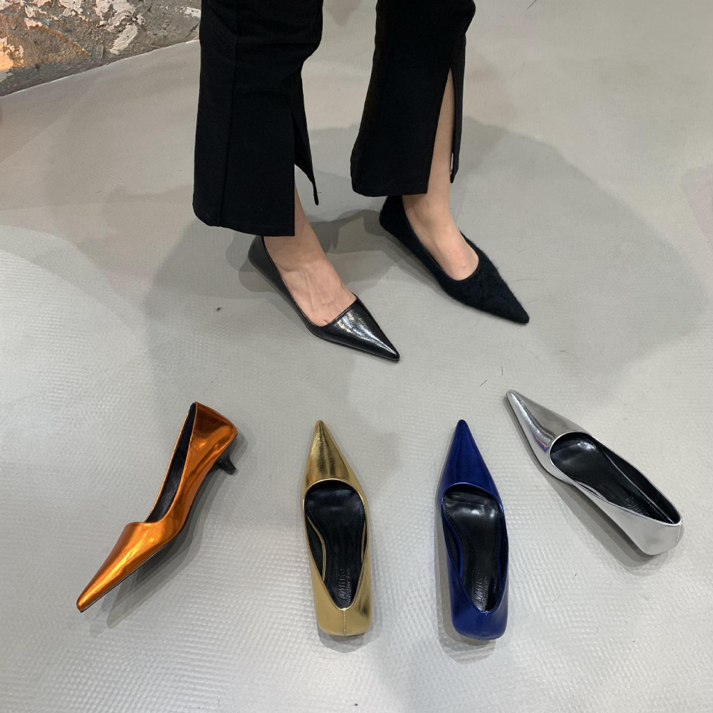 Giày Búp Bê Da Lộn Mềm Gót Thấp Mũi Nhọn Thời Trang Công Sở Thanh Lịch Cho Nữ