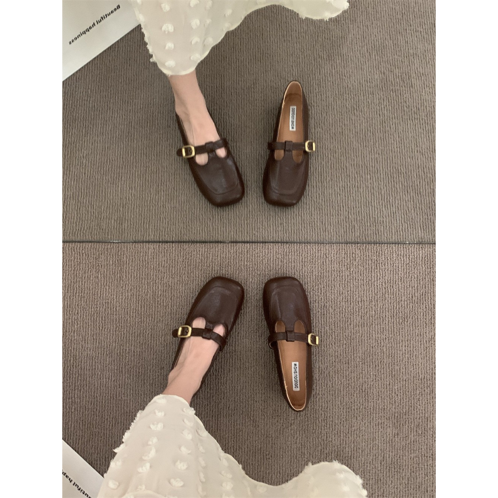 Giày Lười Da Đế Mềm Phong Cách Retro Pháp Thời Trang Mùa Hè Cho Nữ