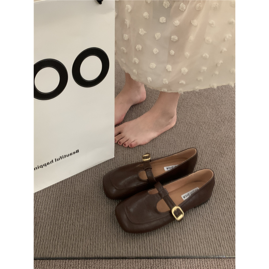 Giày Lười Da Đế Mềm Phong Cách Retro Pháp Thời Trang Mùa Hè Cho Nữ